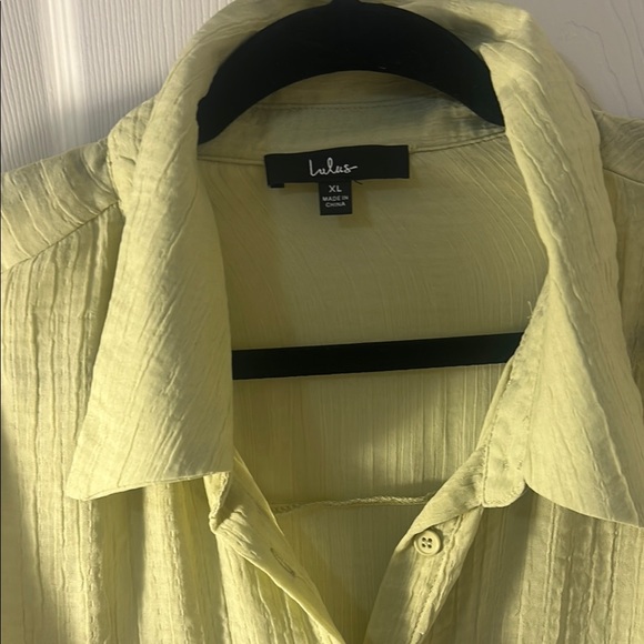 Lulu's Yellow Long Sleeve Boxy Button Down Blouse - Picture 2 of 5